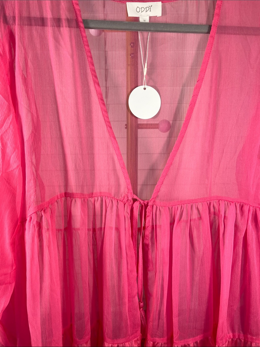 ODDY Hot Pink to Lime Ombre Tiered Maxi Dress - Picture 3 of 6